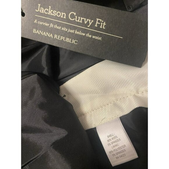 Banana Republic Jackson Curvy Fit Slim Ankle 6 Long Black Wool Trouser Pants NWT - Picture 7 of 10